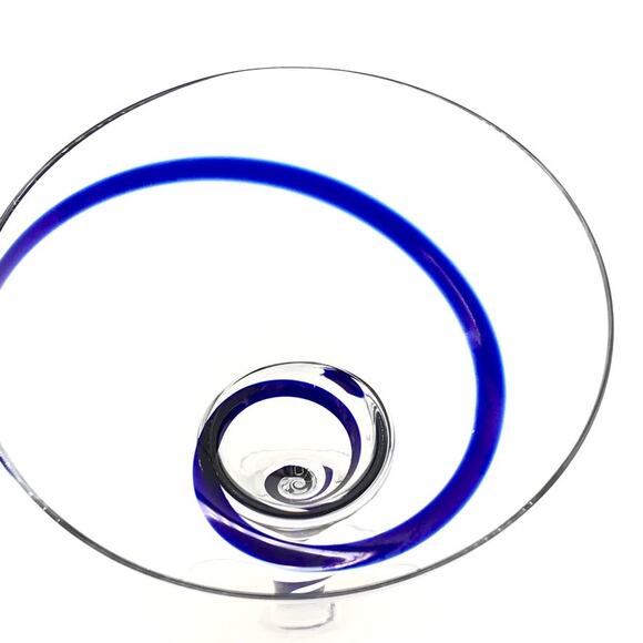 Vintage Pier 1 Blue Swirl Margarita Glasses Set of 2- Size 7" Tall x 5" Diameter - Picture 7 of 12